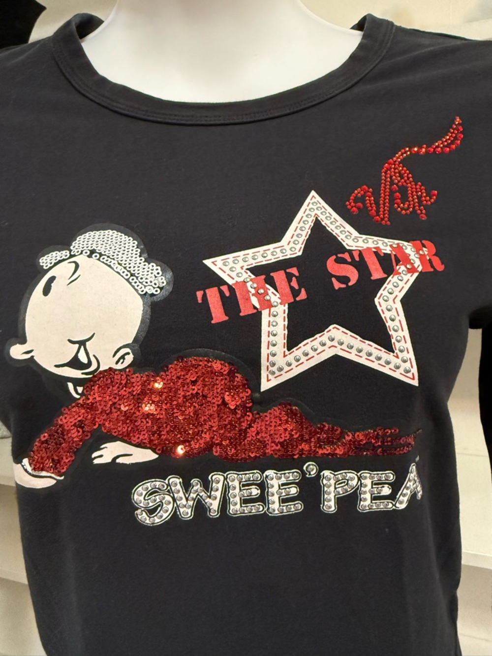 Monella Vegabonda Sweet Pea Black Long Sleeve Tee with Red and White Graphic MED - Picture 11 of 12